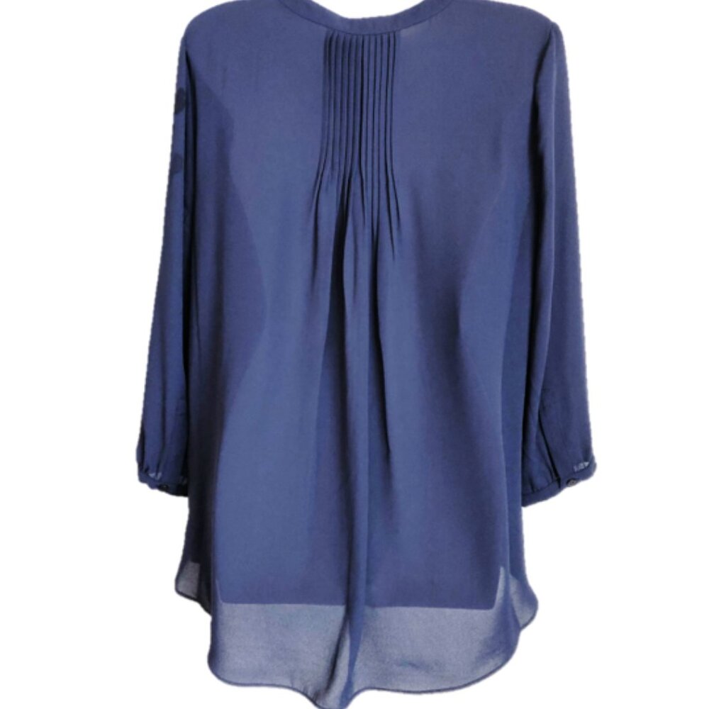 NYDJ Pleat Back Blouse, Dark Blue, Medium - Picture 7 of 12